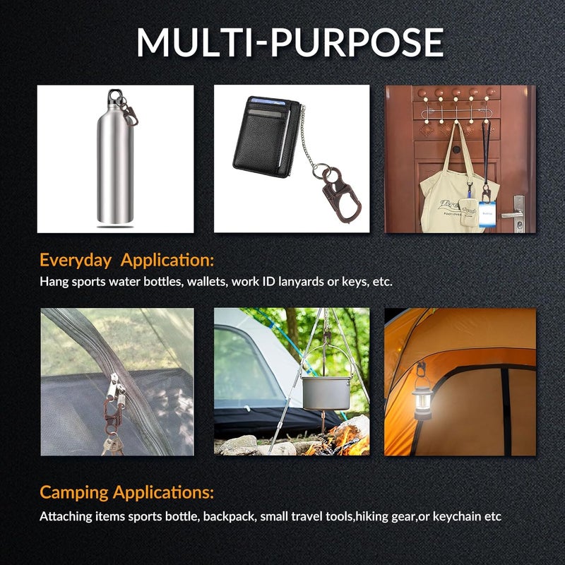 Ahiller Carabiner Keychain Clip, Double Lock Designed - Tungsten Steel Tip, Multifounction Tools for Camping, Hiking, Fishing, Outdoor Survival - Image 3